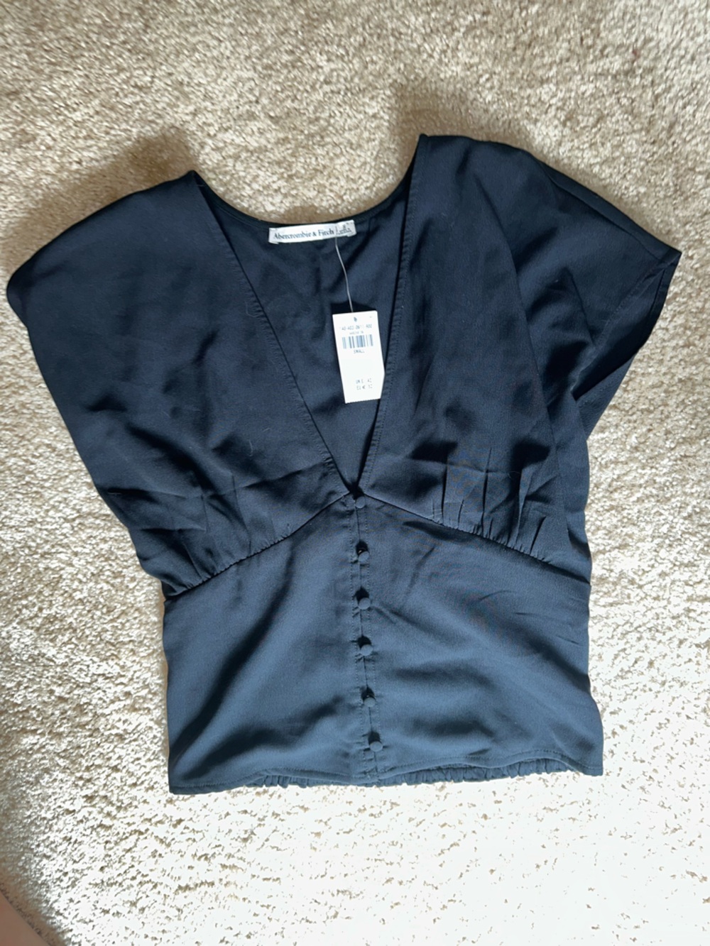 Abercrombie & Fitch Black V-Neck Button-Front Blouse
